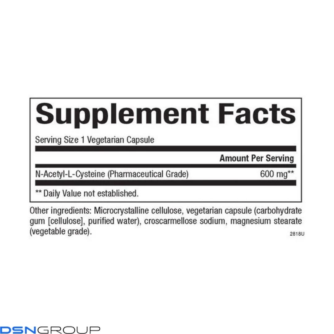 N-Acetyl-L-Cysteine Amino Acid 600mg - 60 vcaps (Пошкоджена банка)