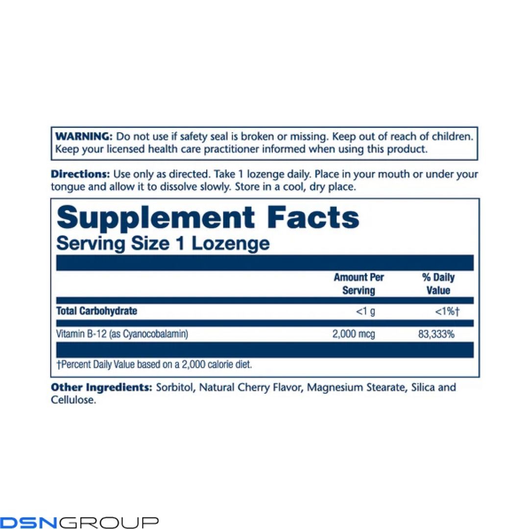 Vitamin B-12 2000mcg - 90 lozenges Natural Cherry 2023-10-2387 фото Vitamin B-12 2000mcg - 90 lozenges Natural Cherry