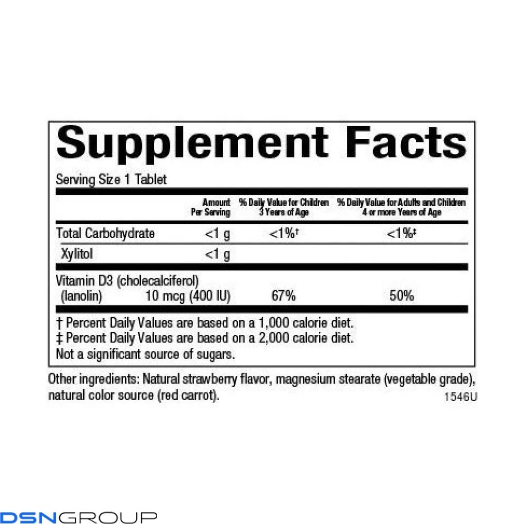 Vitamin D3 10 mcg (400 IU) - 250 tabs Berry Bunch