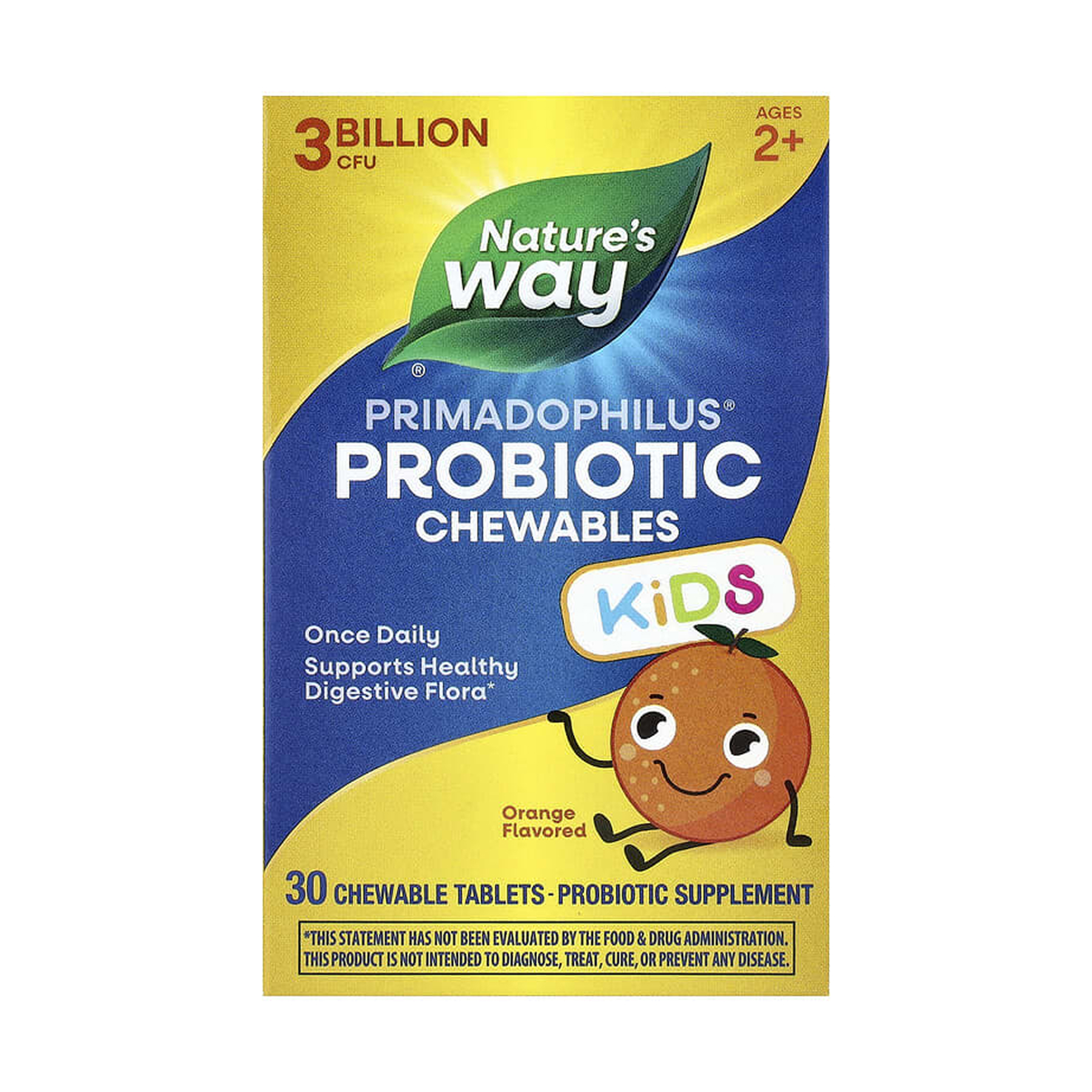 Дитячий пробіотик Nature's Way Primadophilus Kids, 30 жувальних таблеток, апельсин