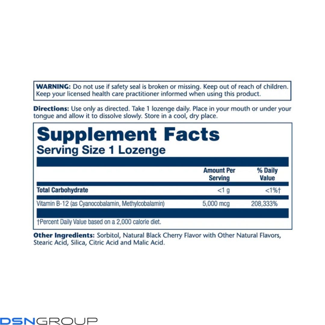 Vitamin B-12 5000mcg - 30 lozenges Natural Cherry