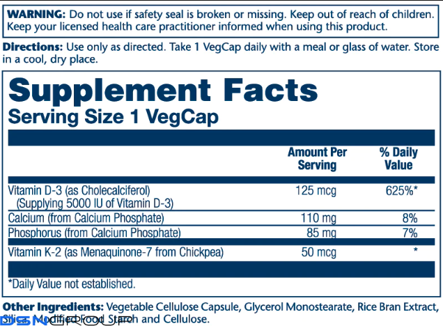 Vitamin D-3 & K-2 - 120 vcaps (Пошкоджена банка)