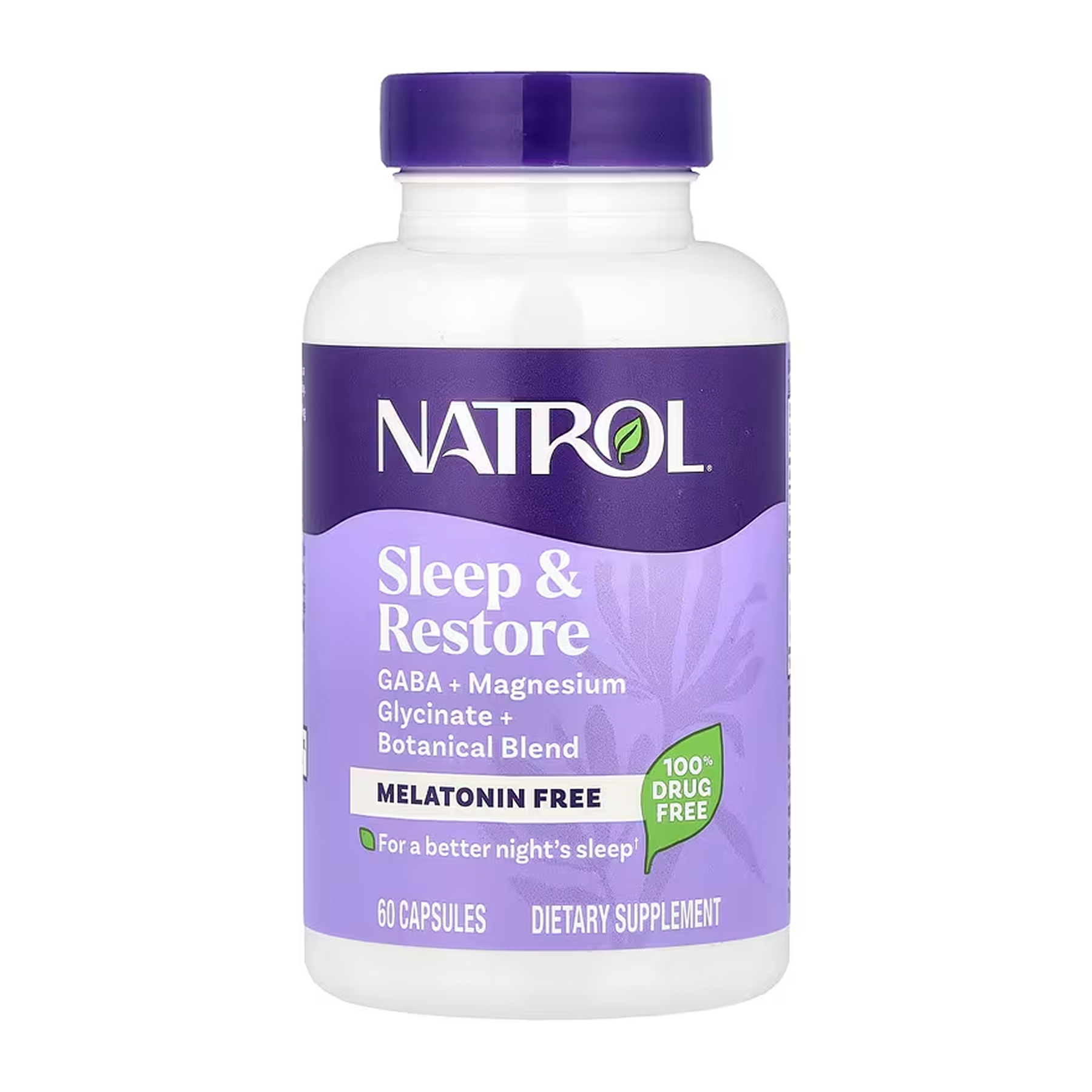 Natrol Sleep & Restore без мелатоніну, ГАМК + магній, 60 капсул