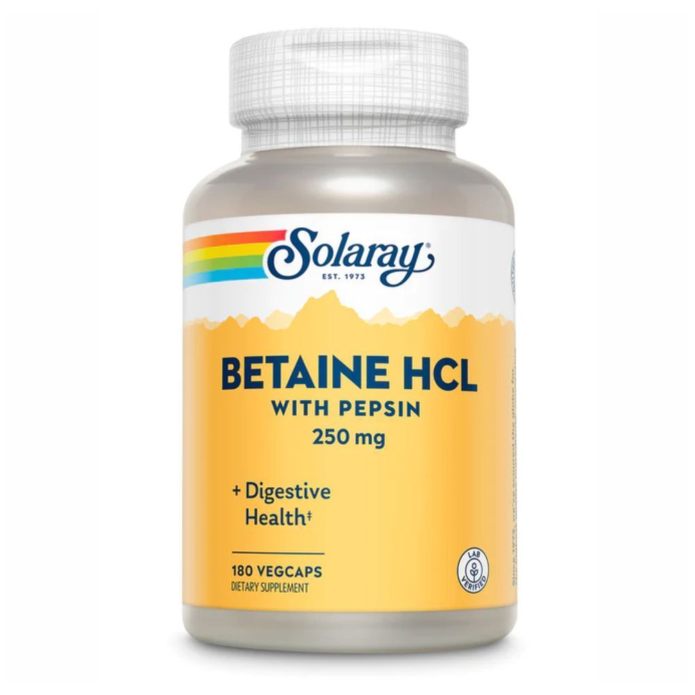 Betaine HCl 250mg - 180 vcaps (Повреждена етикетка)