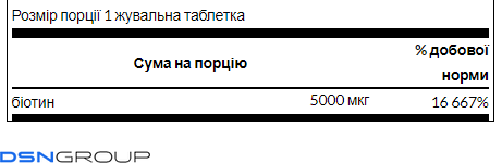 Biotin 5000mcg - 60 Chewables Cherry Flavor