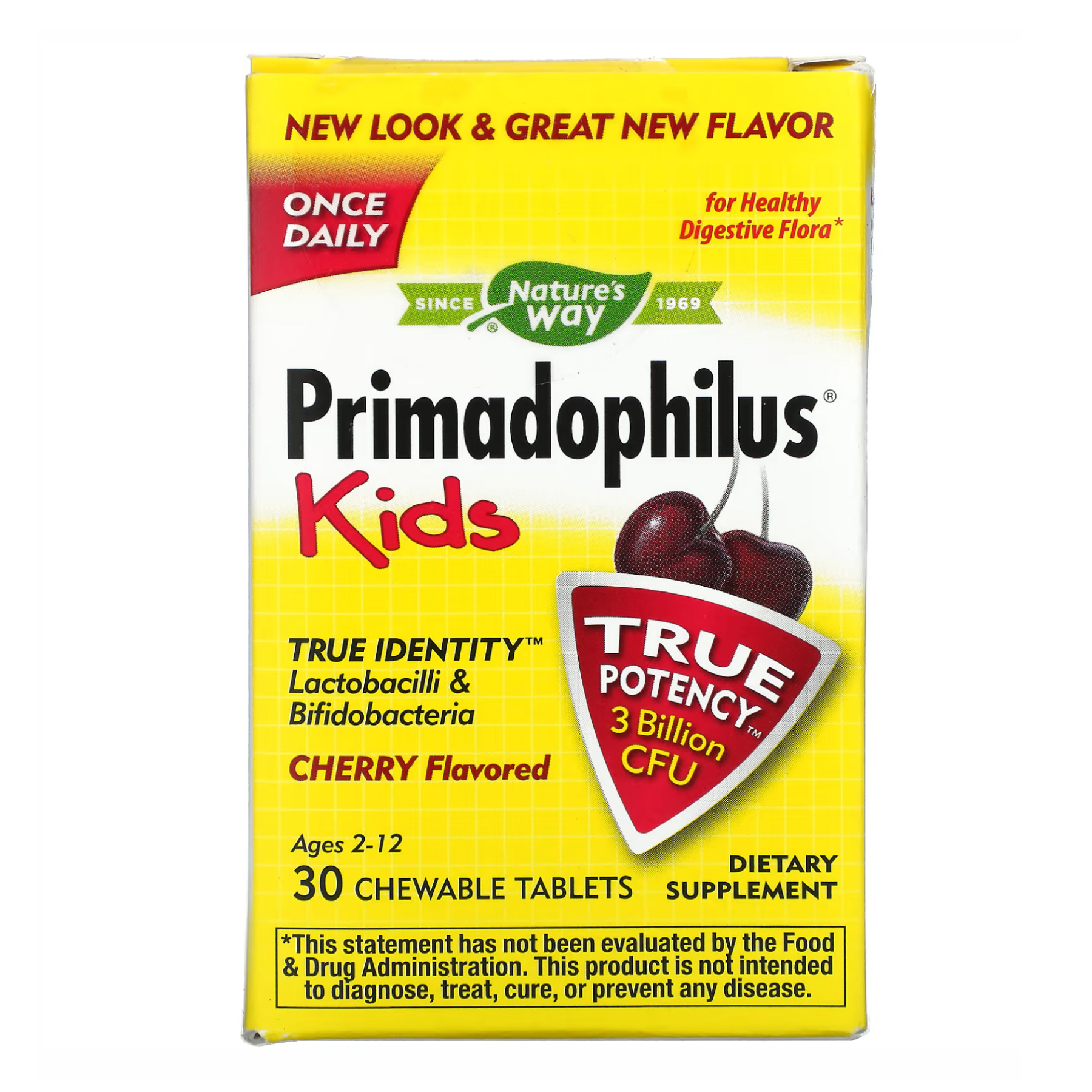 Дитячий пробіотик Nature's Way Primadophilus Kids, 30 жувальних таблеток з вишнею