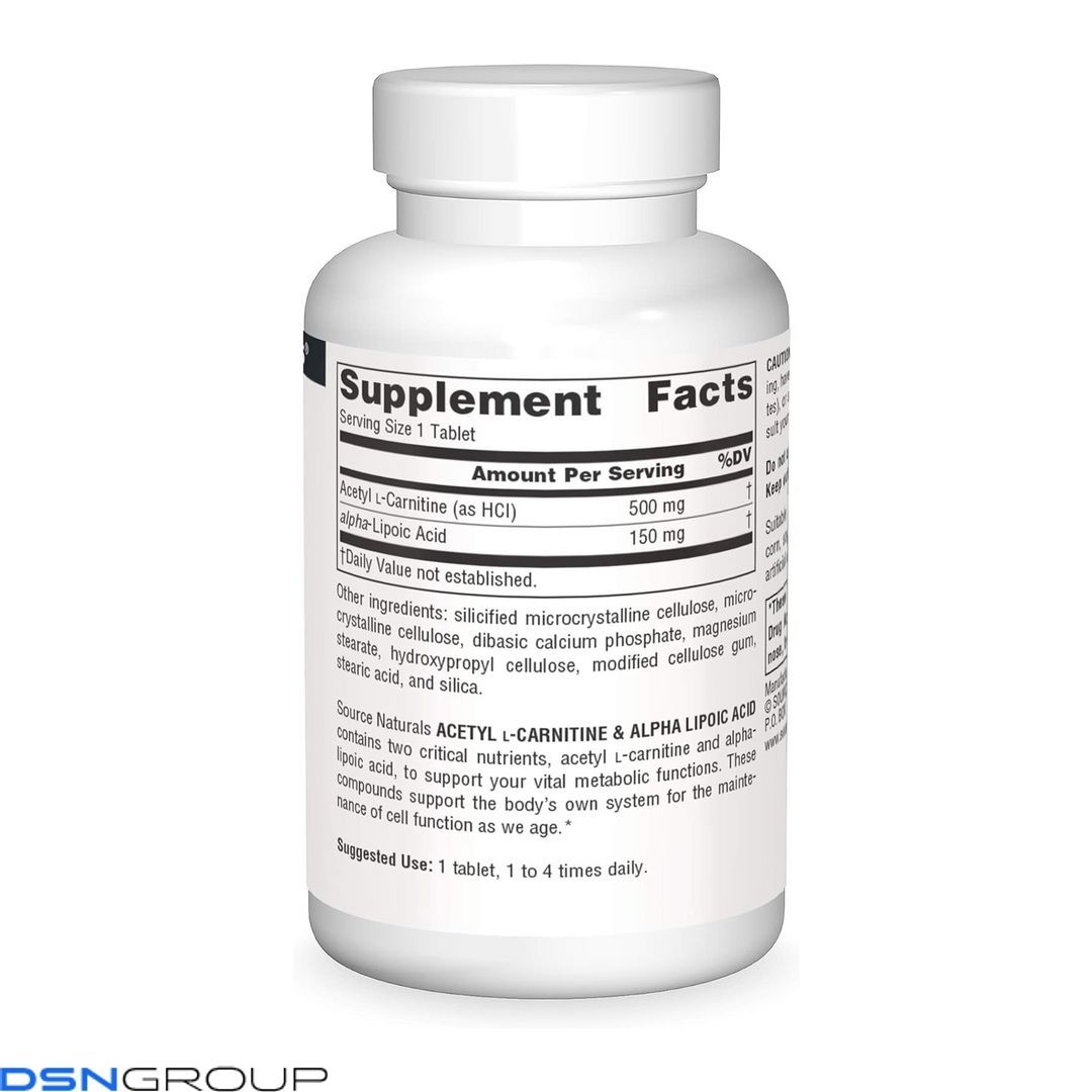 Acetyl L-Carnitine & Alpha-Lipoic Acid 650 mg - 30 tabs