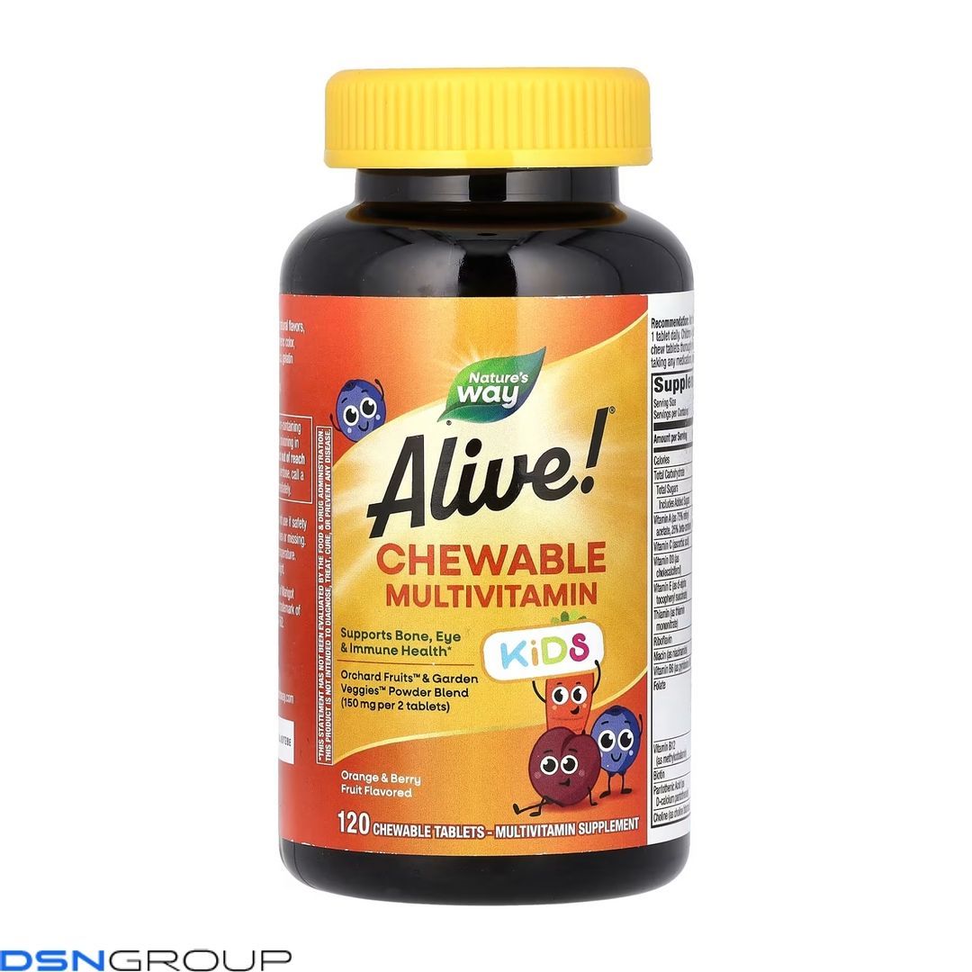 Alive! Children's Chewable Multivitamin - 120 tabs Orange and Berry (Повреждена банка)