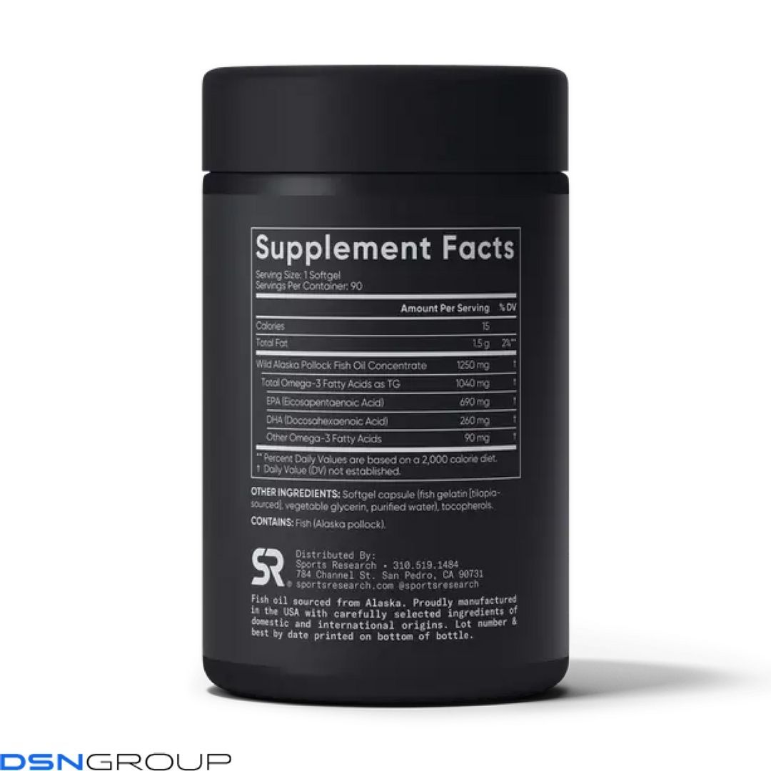 Omega-3 Fish Oil Alaska Pollock 1250mg - 90 softgels (Без етикетки)