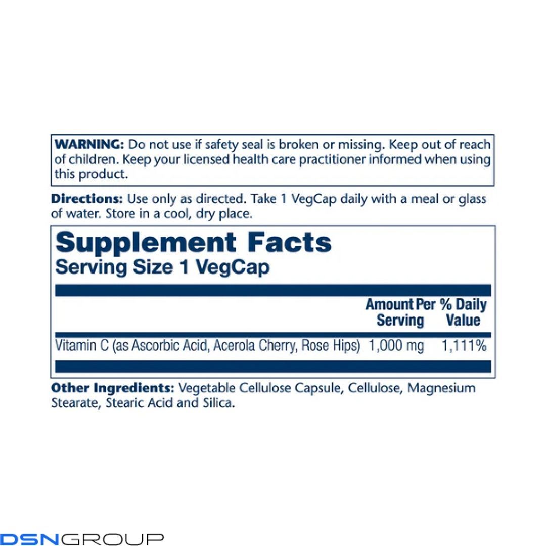 Vitamin C with Rose Hips & Acerola 1000mg - 100 vcaps
