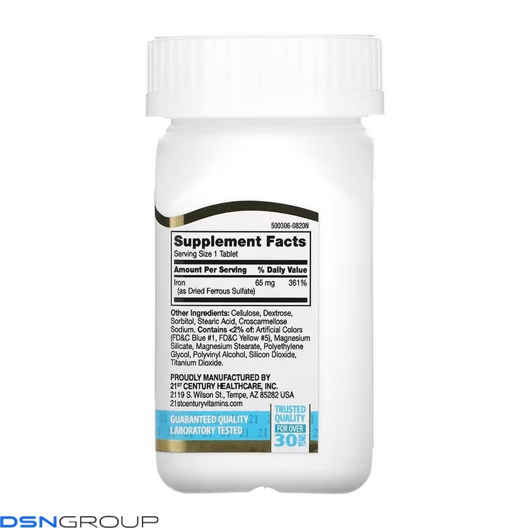 Iron 65 mg Ferrous Sulfate 325 mg - 120 tabs