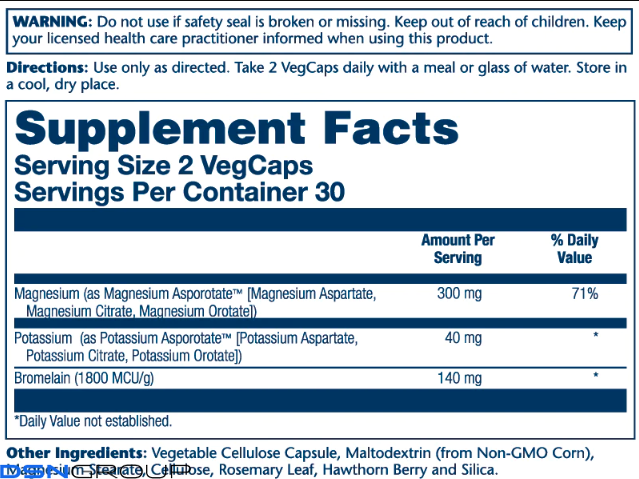 Magnesium & Potassium Asporotate - 60 vcaps
