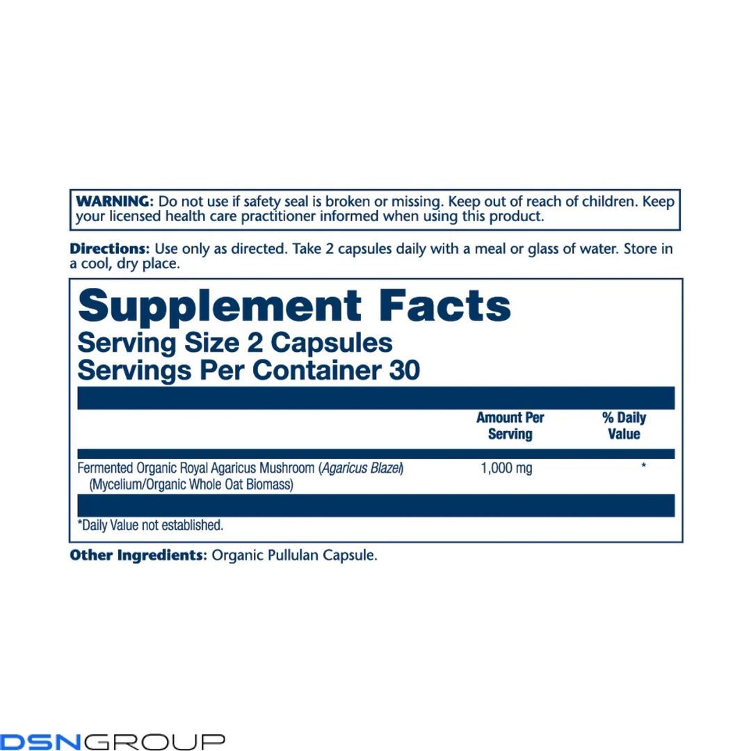 Org Grown Fermented Royal Agaricus 1000mg - 60 caps