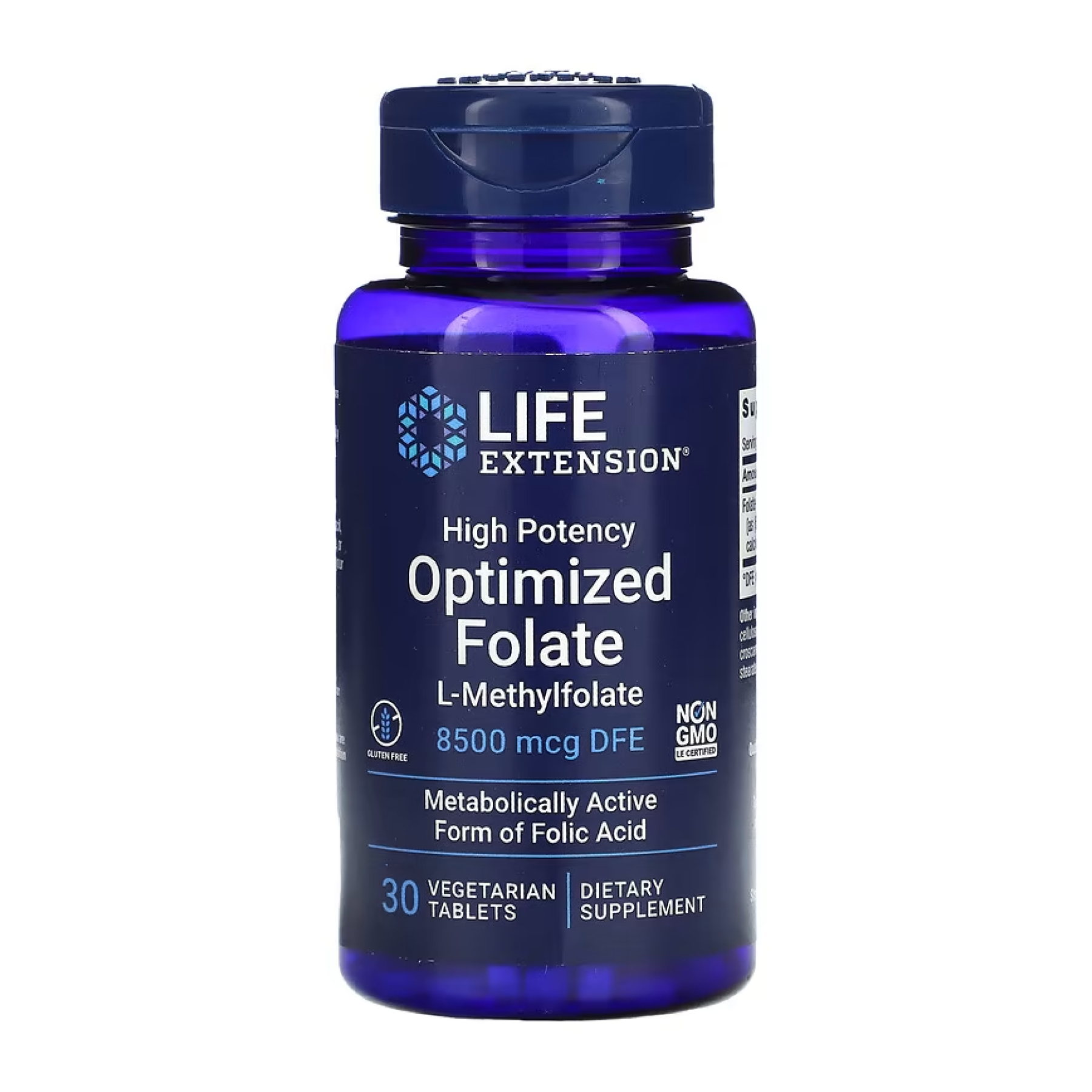 Life Extension High Potency Optimized Folate, L-метилфолат 8500 мкг DFE, 30 таблеток