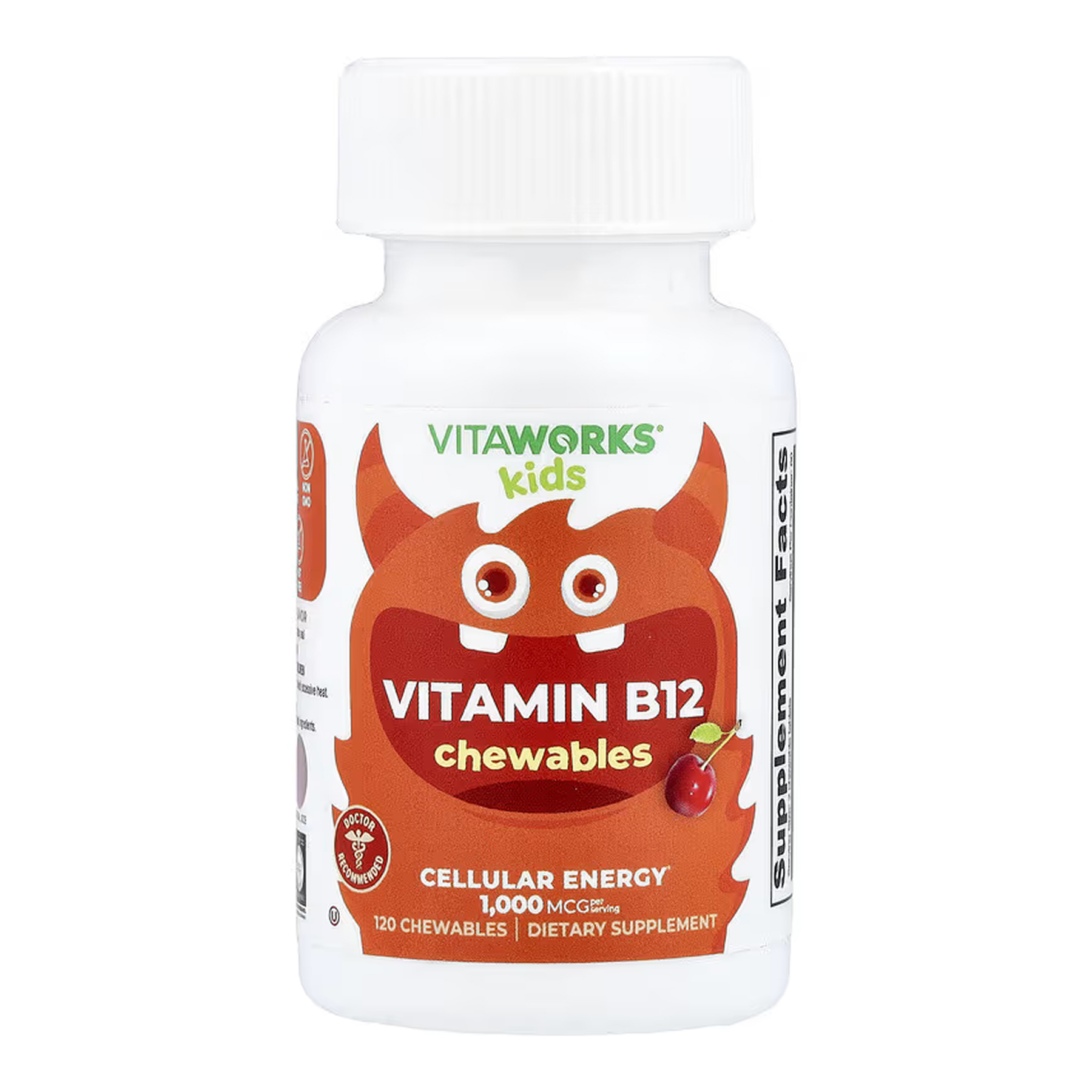 Вітамін B12 VitaWorks Kids для дітей, 1000 мкг, 120 жувальних таблеток, вишня
