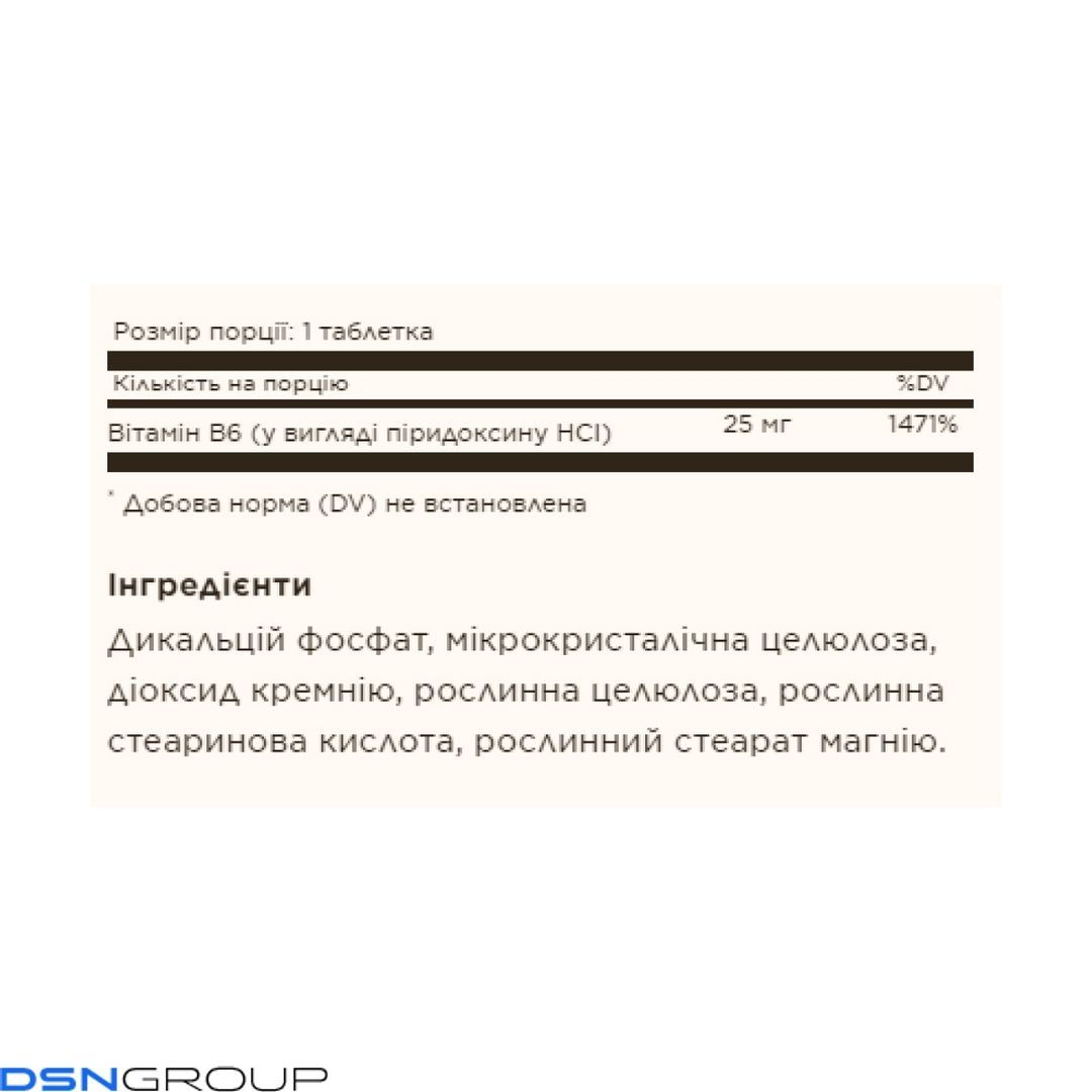 19.01 (Очікування) Vitamin B6 25mg - 100 tabs