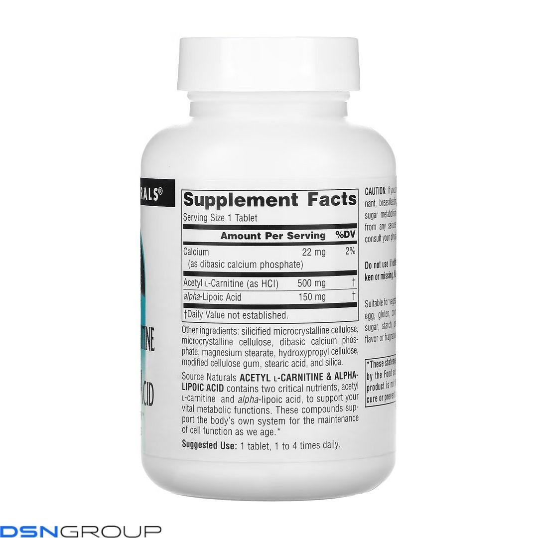 Acetyl L-Carnitine & Alpha-Lipoic Acid 650mg - 60 tabs