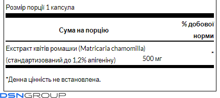 Chamomile Flower Extract Standardized Apigenin 500 mg - 60caps