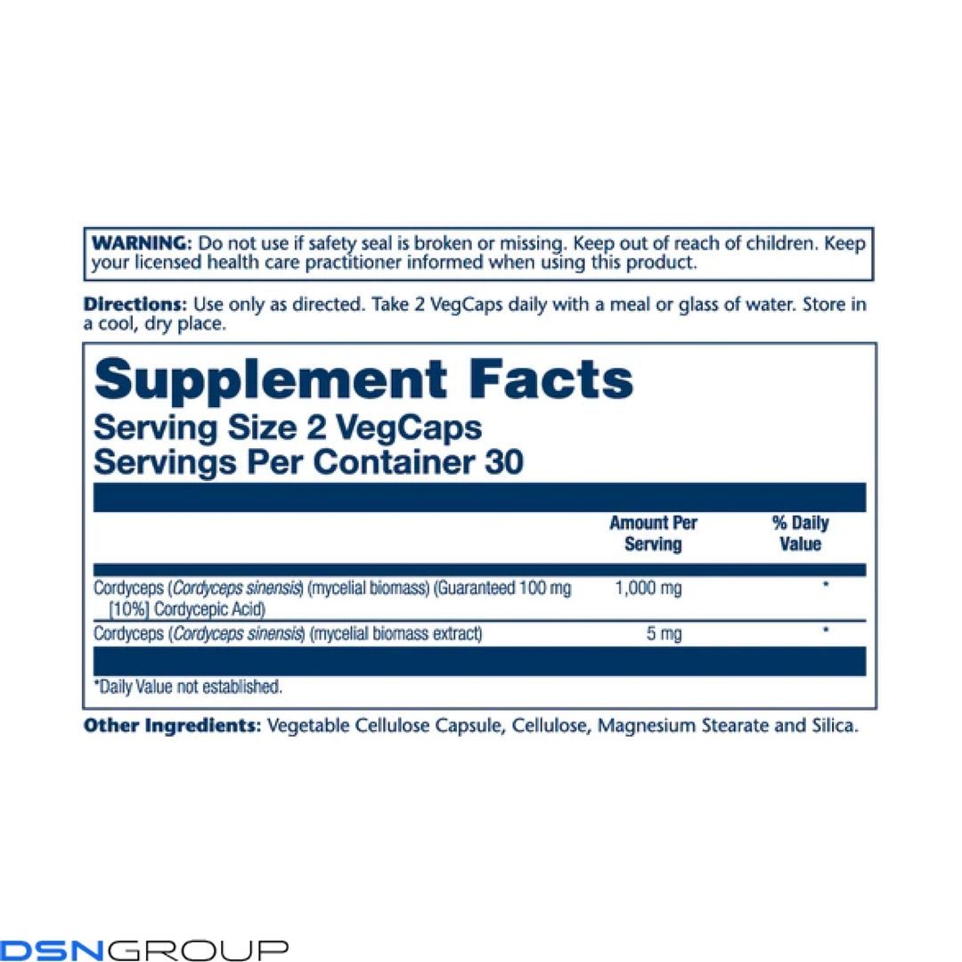Cordyceps Mushroom Extract 1000mg - 60 vcaps