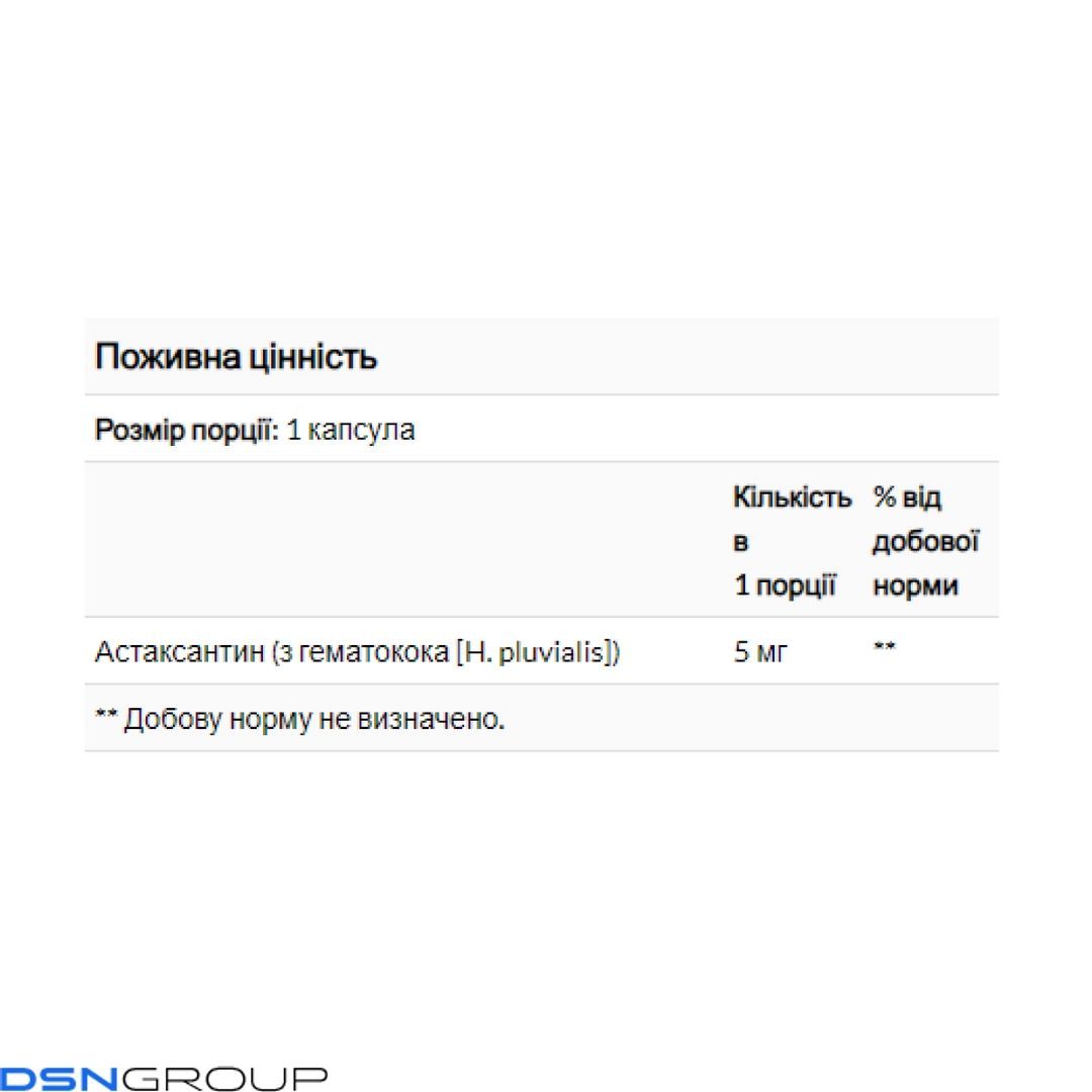 Natural Astaxanthin 5mg - 60 softgels