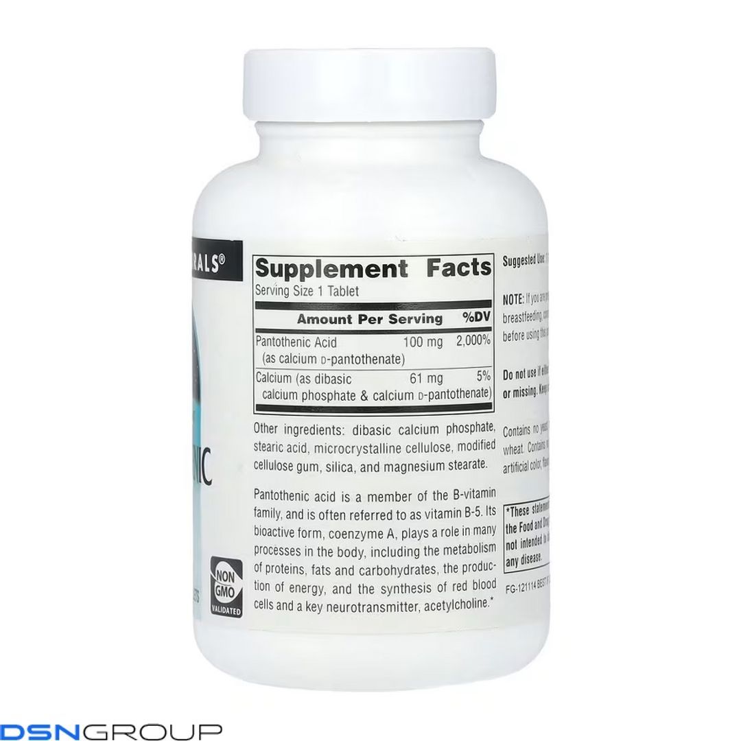 Pantothenic Acid 100 mg - 250 tabs