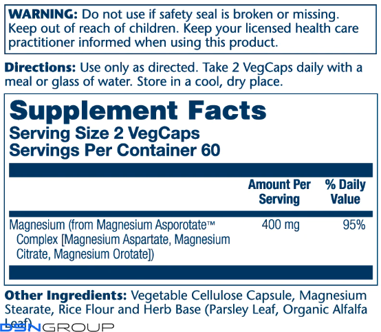 Magnesium Asporotate 400mg - 120 vcaps