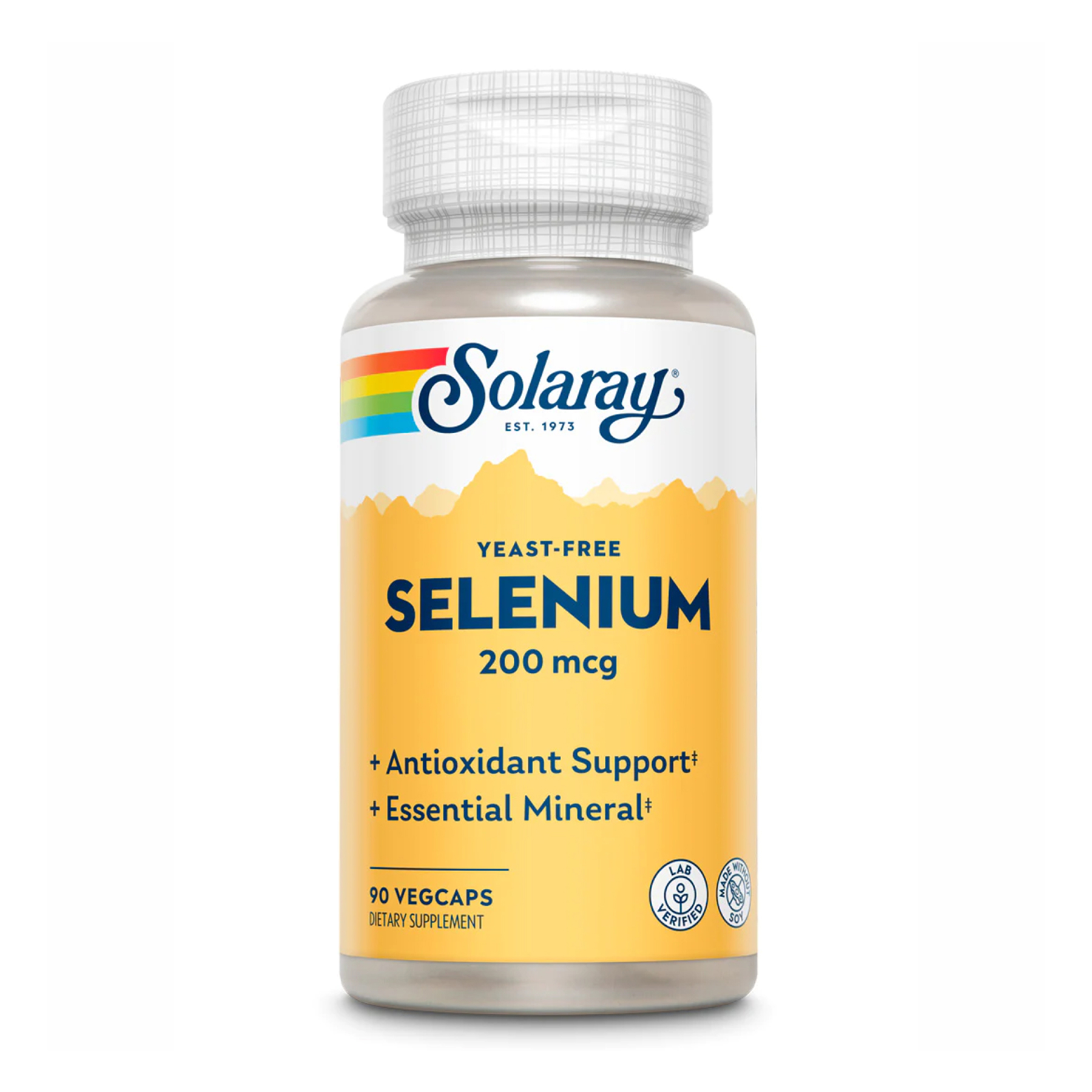 Селен Solaray Yeast Free 200 мкг — 90 рослинних капсул