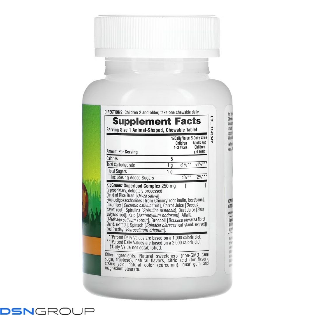 Kids Green Food Supplement &ndash; 90 tabs Tropical Fruit