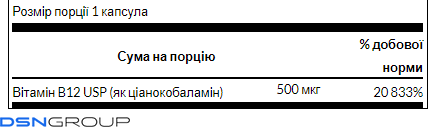 Vitamin B12 500 mcg - 100 Caps (Повреждена банка) 2023-10-7538 фото Vitamin B12 500 mcg - 100 Caps (Повреждена банка)