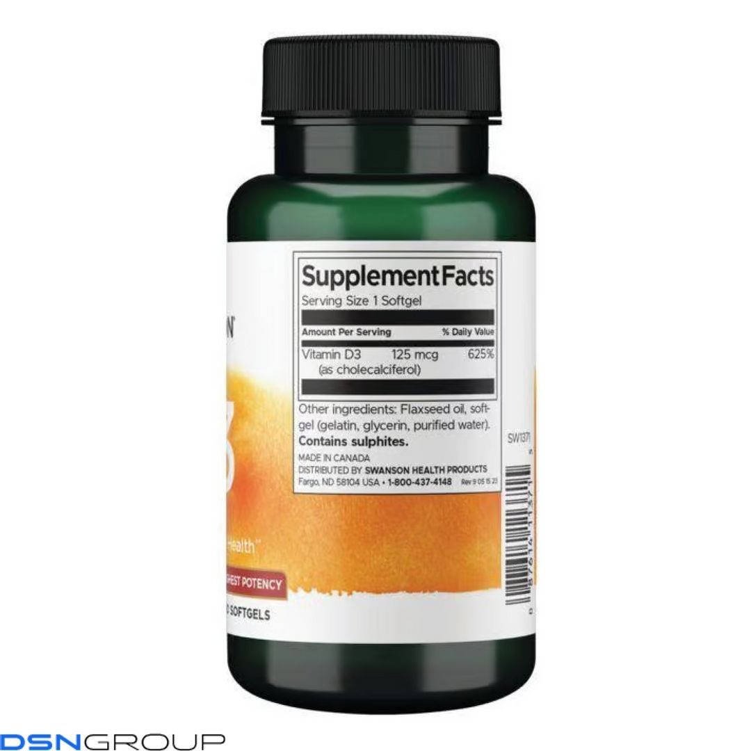 Vitamin D3 Highest Potency 5,000 IU (125 mcg) - 250 sgels (Пошкоджена етикетка)