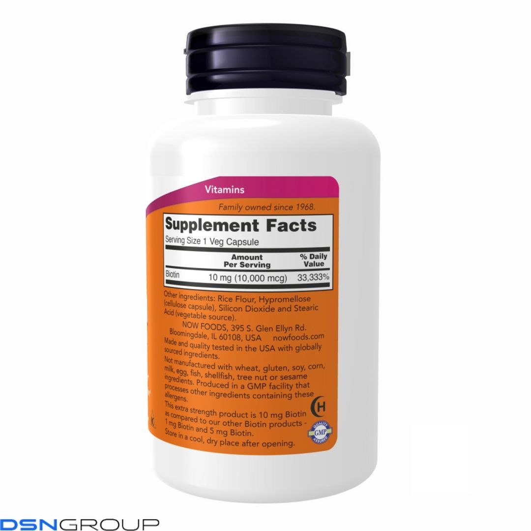 BIOTIN 10mg (10,000mcg) - 120 vcaps (Повреждена банка)