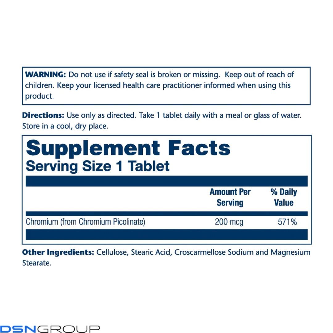 Chromium Picolinate 200mcg - 50 tabs (Повреждена банка)