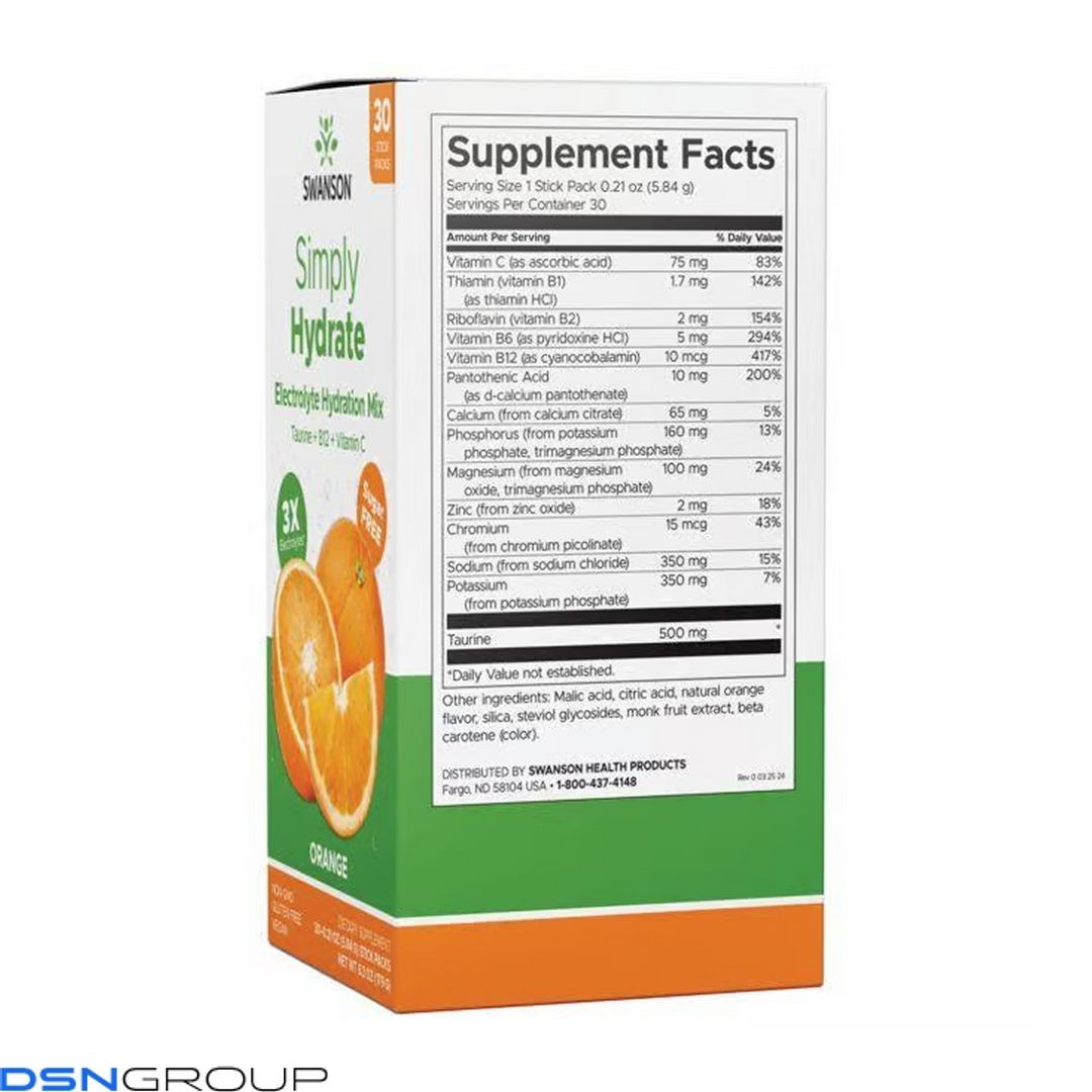 Simply Hydrate Electrolyte Hydration Mix - 30 packs Orange