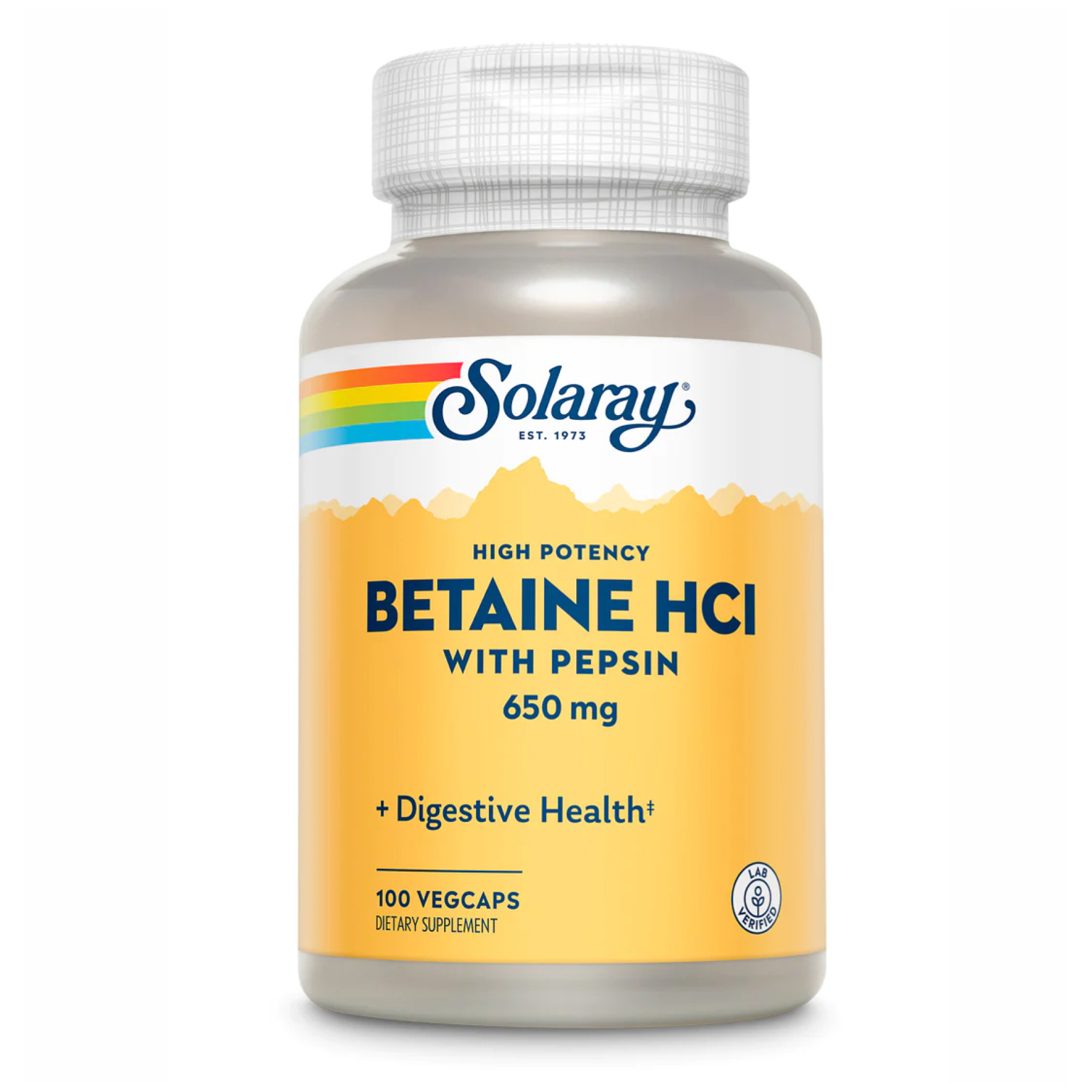 Solaray Betaine HCl з пепсином 650 мг, 100 капсул