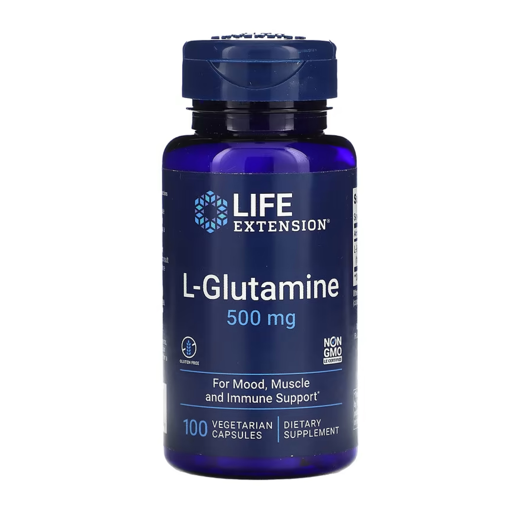 L-глютамін Life Extension 500 мг, 100 капсул
