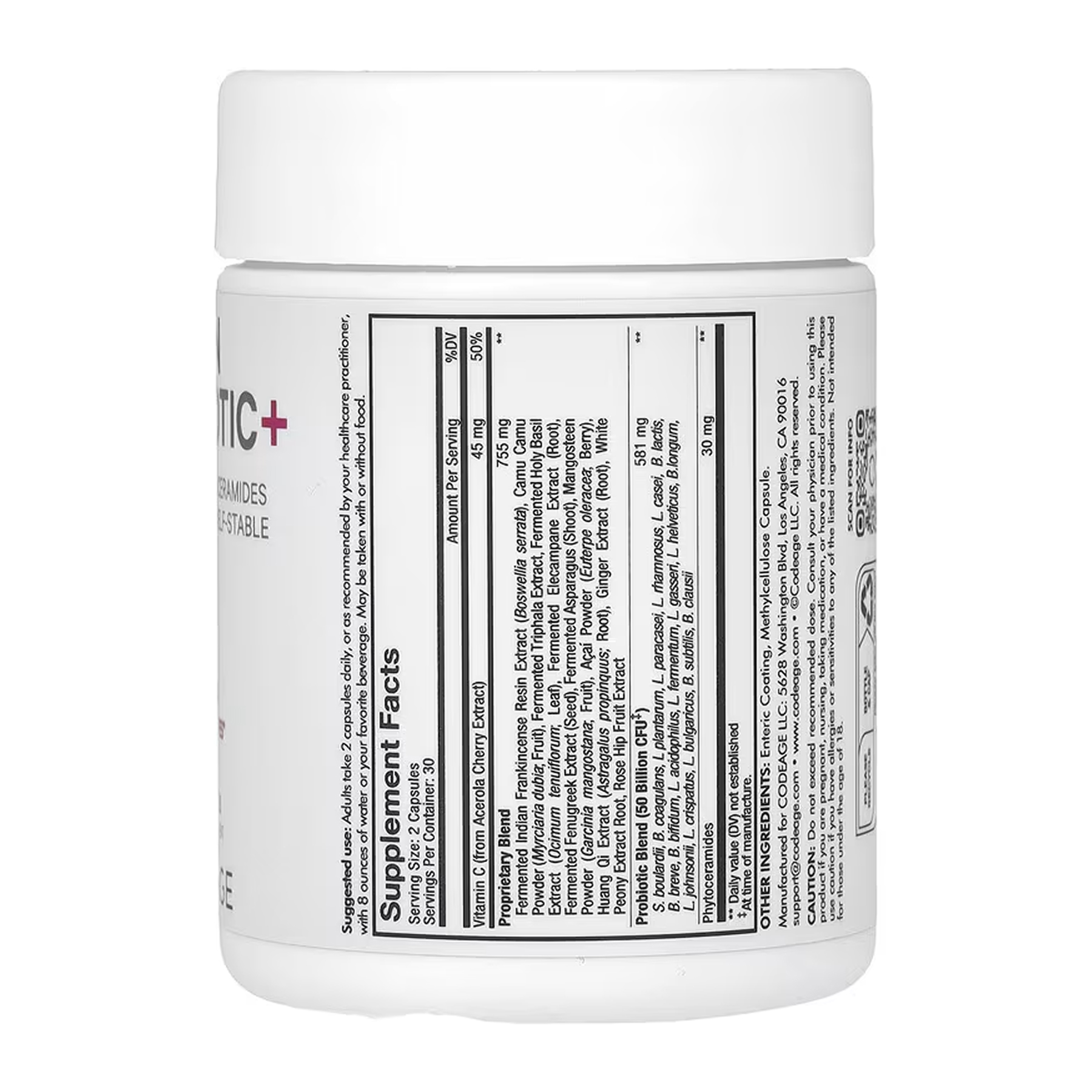 Codeage Skin Probiotic+ пробіотик для шкіри, 60 капсул