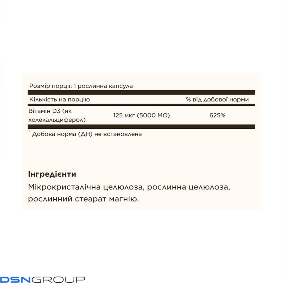 Vitamin D3 (Cholecalciferol) 125 mcg (5,000 IU) - 240 vcaps