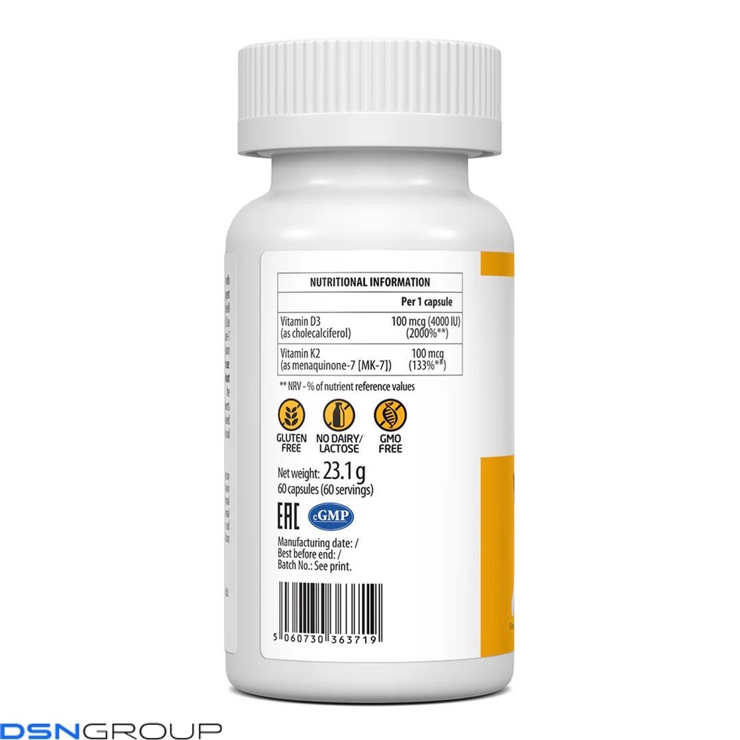 Vitamin D3 4000IU + K2 60 vcaps