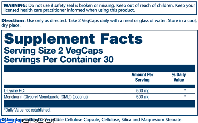 L-Lysine Monolaurin 1:1 - 60 vcaps