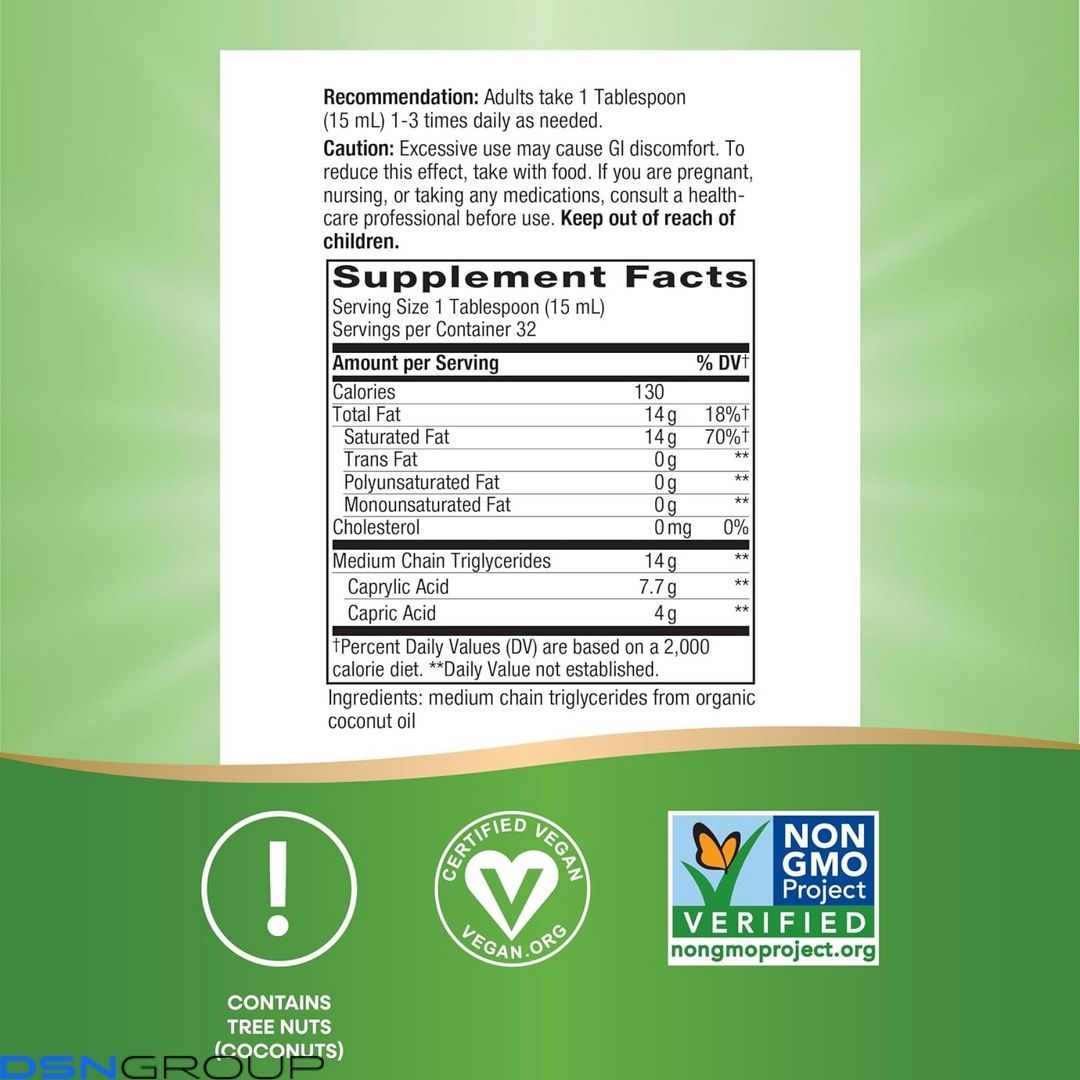 100% Organic MCT Oil - 16 oz
