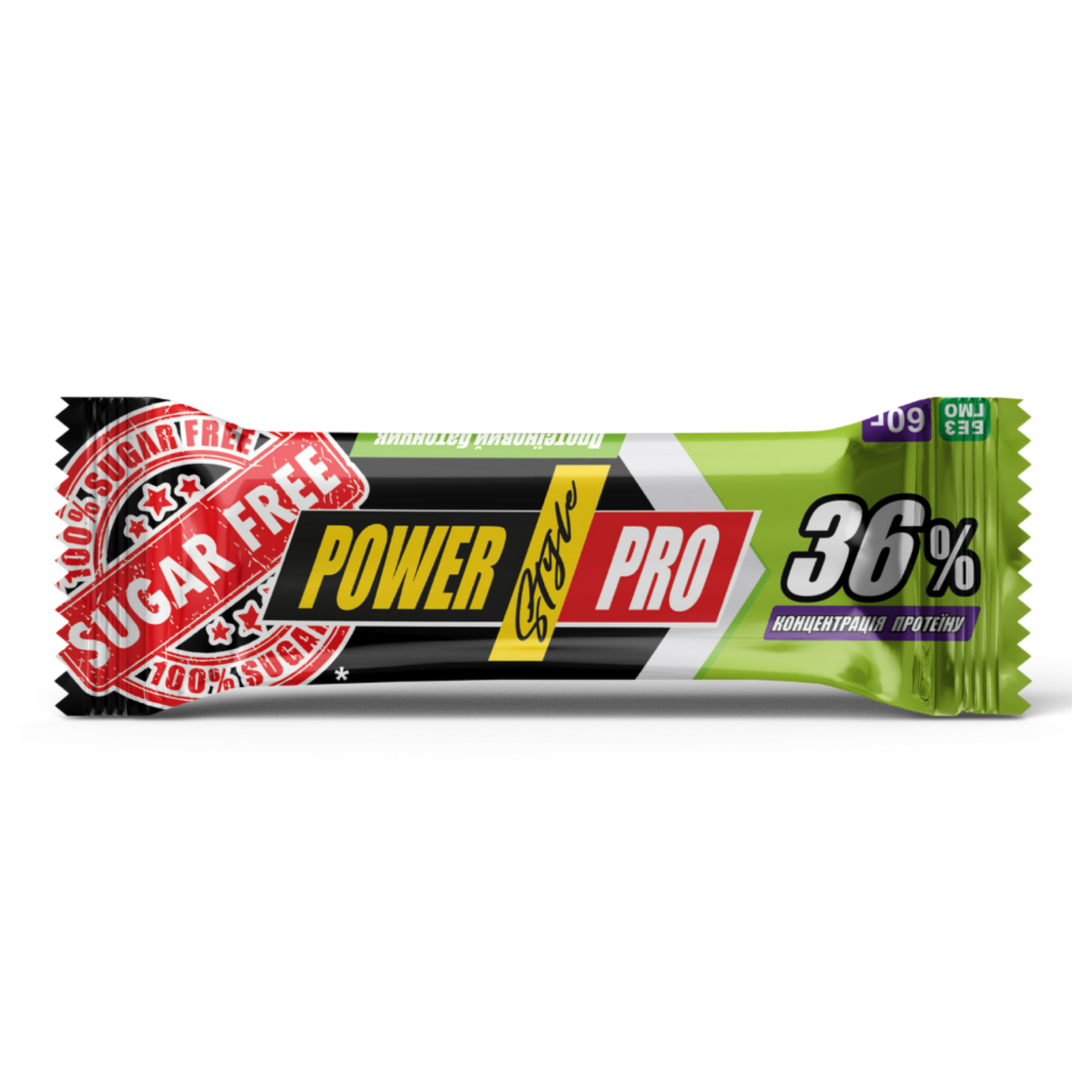 Протеїновий батончик Power Pro Protein Bar 36%, горіхи без цукру, 20 шт по 60 г