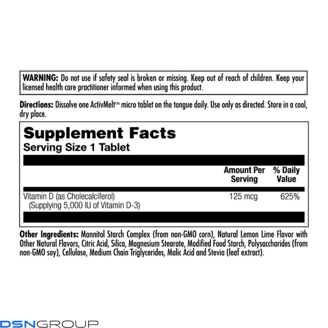 D-3 5000 IU 125mcg - 90 tabs Lemon Lime