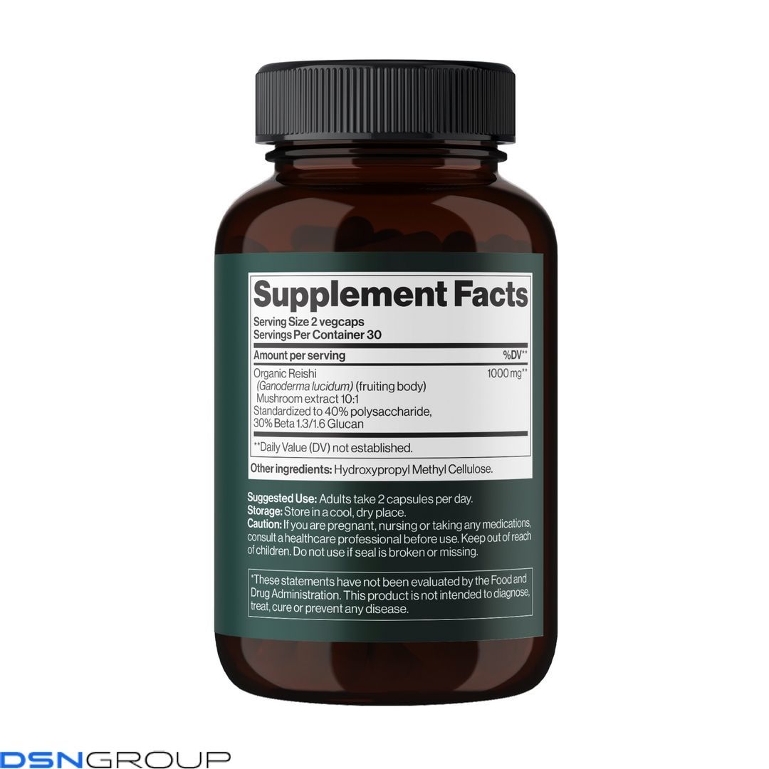 Reishi Mushroom 1000 mg - 60 vegcaps (До 02.27+Пошкоджена кришка)