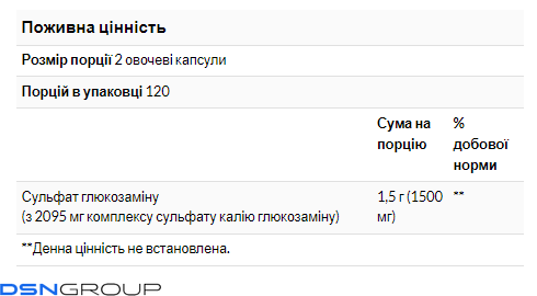 (12.02 Очікування) Glucosamine Sulfate 750mg - 120 veg caps
