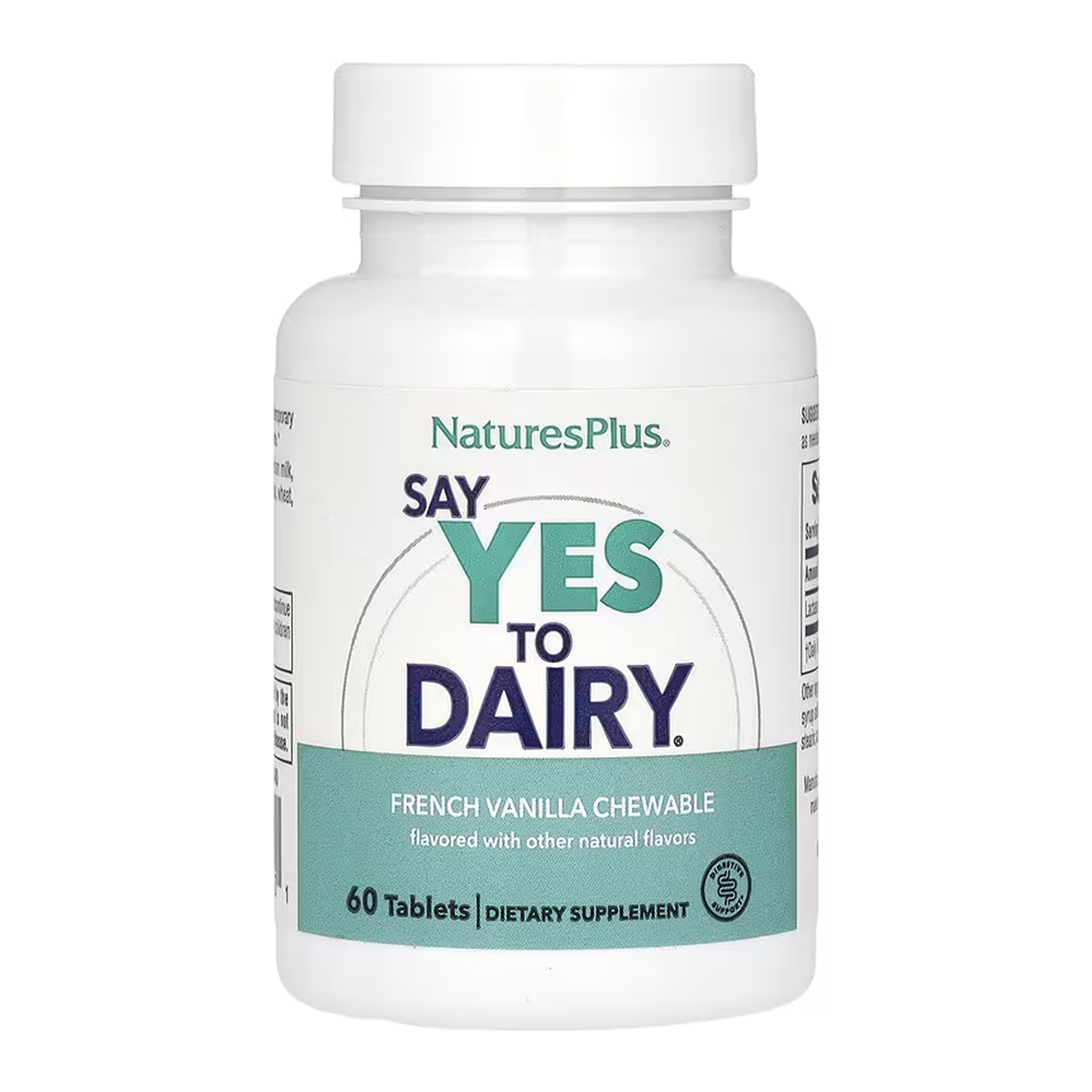 Nature's Plus Say Yes to Dairy — жувальні таблетки з лактазою для засвоєння молочних продуктів, 60 шт